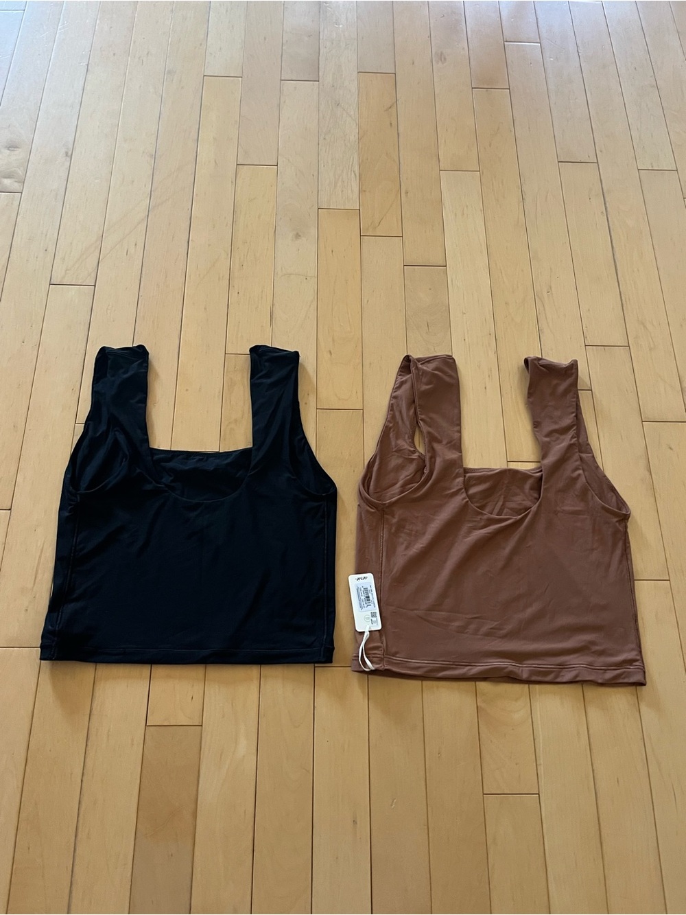 aerie Black and Brown Smoothez Scoop Neck Tank Tops - Set of 2